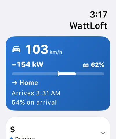 The watch driving strip in the Light theme